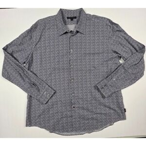 John Varvatos Shirt Mens 2XL Blue White Button Up Long Sleeve‎ Floral Cotton